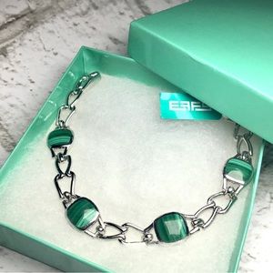 EFFY GENTO Sterling silver and Malachite Link Bracelet 7.5”
